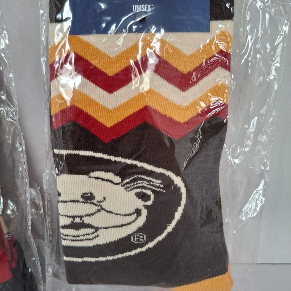 Lot Of 2 Socks Dr. Simi Unisex Calcetines One Size Brown Chevron Red Cotton Poly - Picture 4 of 8